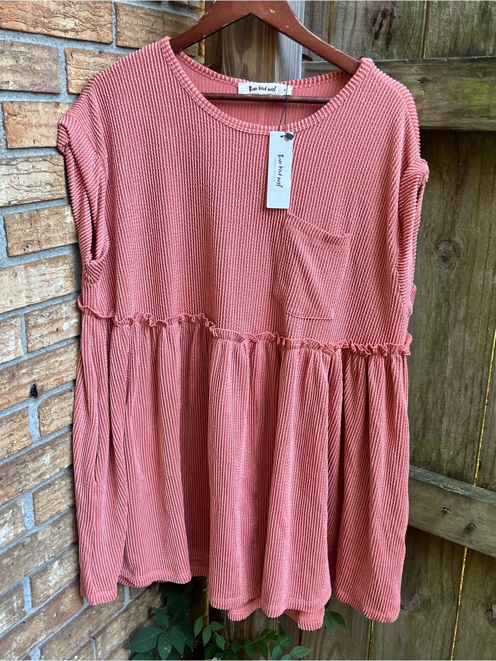 Three Bird Nest Dusty Rose Ribbed Dress